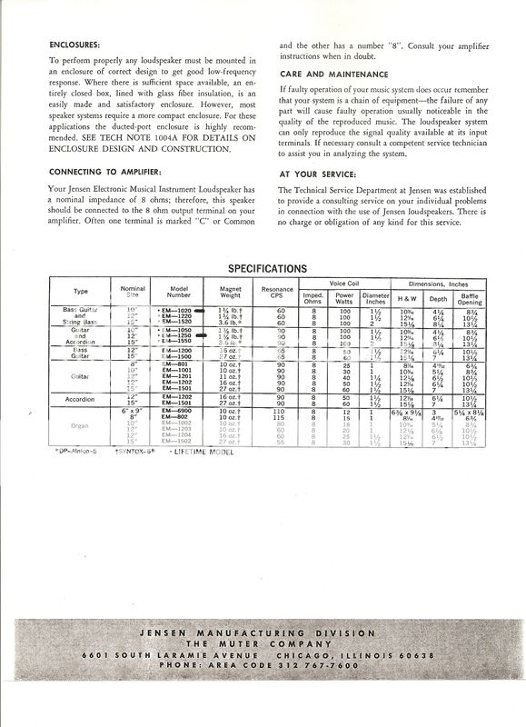 60' Jensen ? speaker help The Gear Page